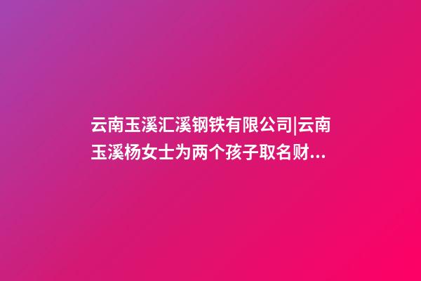 云南玉溪汇溪钢铁有限公司|云南玉溪杨女士为两个孩子取名财富型套餐-第1张-公司起名-玄机派